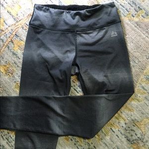 RBX two-tone striped gray dri-fit workout leggings